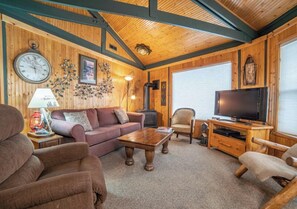 Villa #15- Robins Nest | Living area | TV, fireplace, DVD player - Mountain Villas (Duluth)