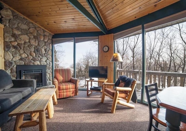 Villa #6- Superior View | Living area | TV, fireplace, DVD player - Mountain Villas (Duluth)