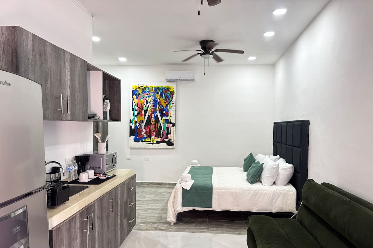 Suite, 1 kingsize bed met slaapbank | Een laptopwerkplek, gratis wifi, beddengoed