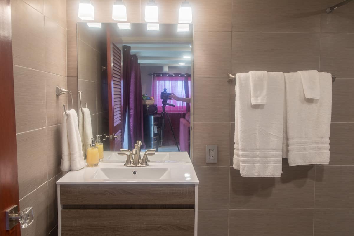 honeymoon suite, 1 king bed, terrace, sea view (the james) | bathroom | shower, free toiletries, hair dryer, bathrobes