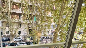 A view from a window overlooking a street with parked cars and trees. - Giulio Cesare Luxury Apartment (Rome)