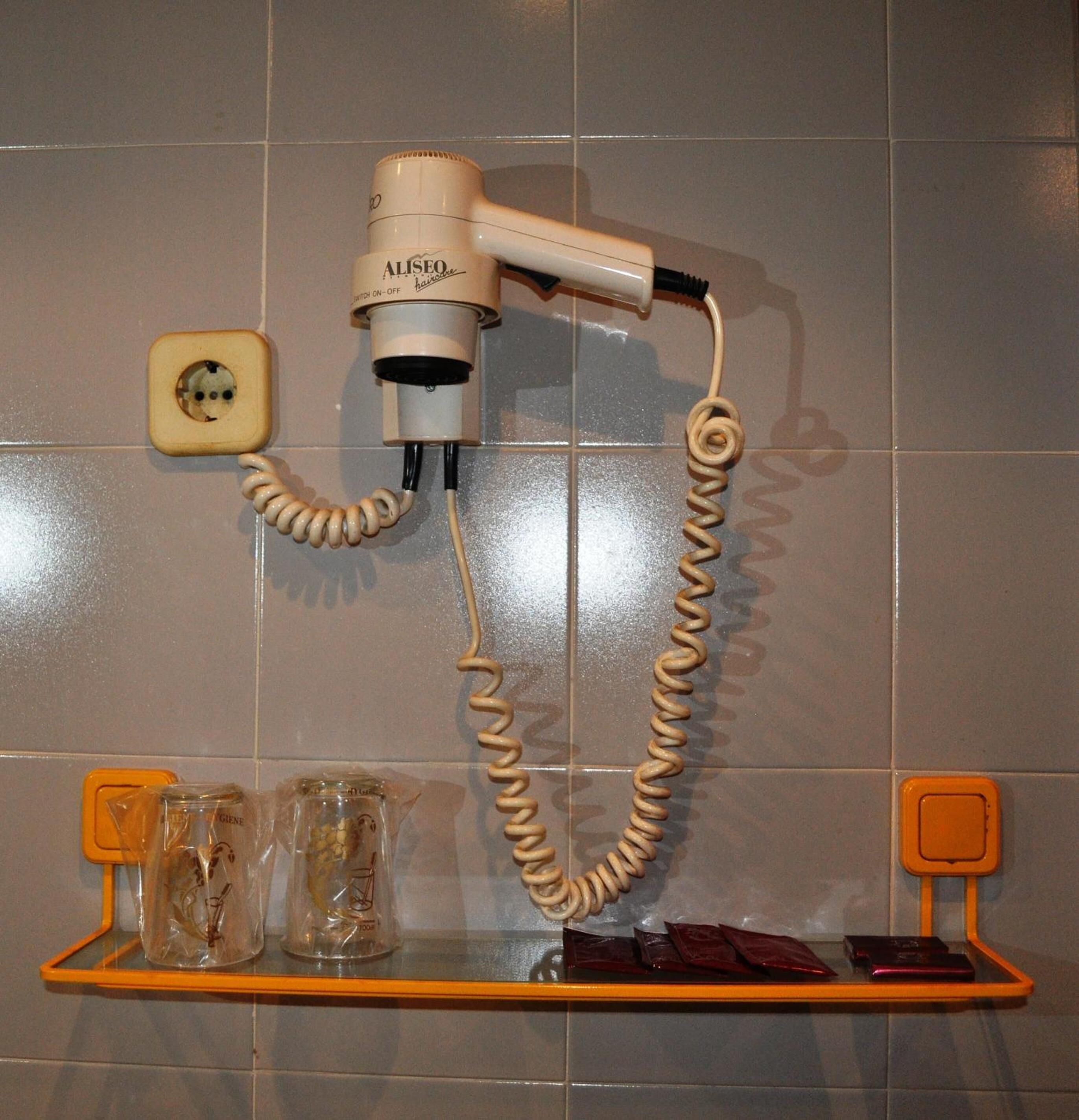 free toiletries, hair dryer, towels