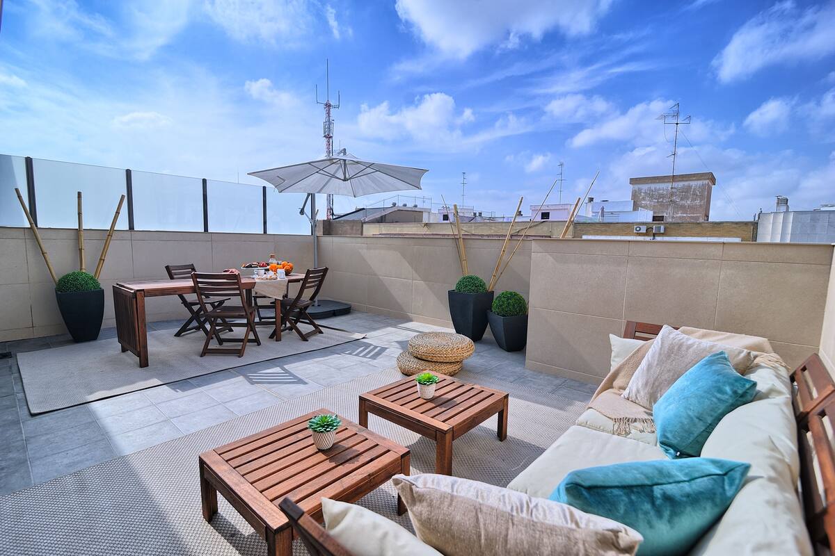 Ático Deluxe, 4 habitaciones, terraza | Terraza o patio