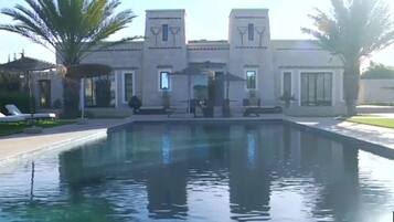 Indoor pool, outdoor pool, pool loungers