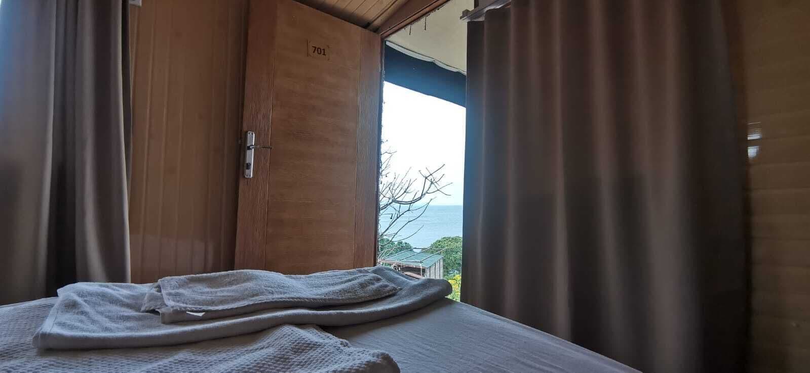 Basic Tent, 1 Double Bed, Partial Sea View, Slope side