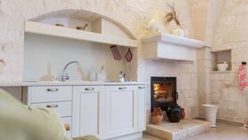 Standard-Apartment | Eigene KĂŒche | KĂŒhlschrank, Herdplatte, Wasserkocher, Kochgeschirr/Geschirr/Besteck