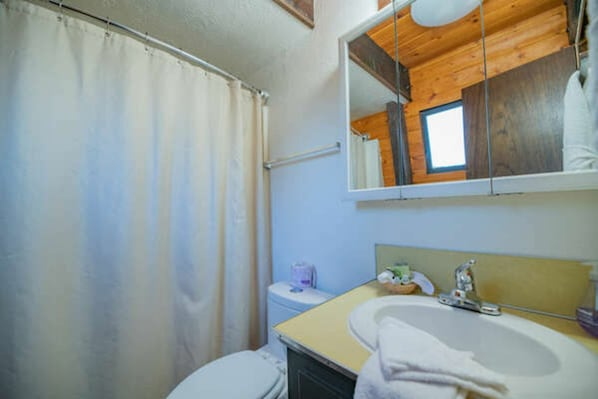 Cabin, 2 Bedrooms | Bathroom | Free toiletries, hair dryer, towels, soap