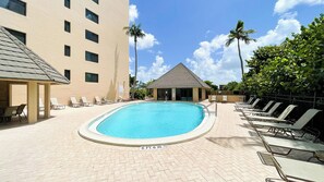 Outdoor pool, a heated pool - Sea Winds 306: Beautifully Updated Beachfront Condo! (Marco Island)