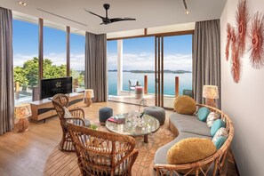 Villa, 3 Bedrooms (Eden Retreat - Spa Inclusive) | Living area | 55-inch Smart TV with digital channels, fireplace - Premier Village Phu Quoc Resort - Managed by Accor (Phu Quoc)