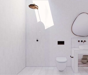 Ducha, artículos de higiene personal gratuitos y secador de pelo