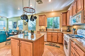 Fridge, microwave, stovetop, dishwasher - Indian Palms Resort Home w/ Yard & Community Perks (Indio)