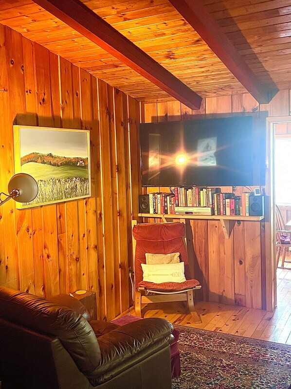 Smart-TV, Kamin, DVD-Player, Bücher