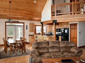 TV, fireplace, video games, DVD player