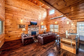 Smart TV, fireplace, DVD player