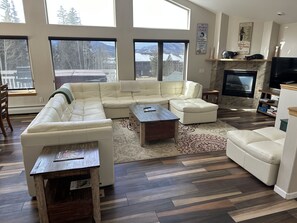 Smart TV, fireplace, video games, DVD player