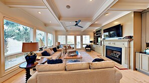 TV, fireplace, DVD player, ping pong