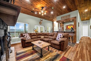 TV, fireplace, video games, DVD player