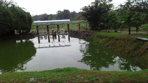 A tranquil pond with a bridge and surrounding greenery. - Lakeside Hybrid Villa (Bandaragama)