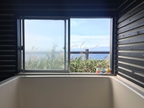 Villa | Bathroom | Separate tub and shower, jetted tub, free toiletries, hair dryer - Villa Thalassa (Oshima)
