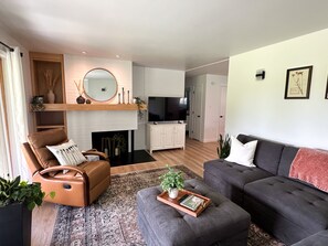 TV, lareira, DVD player