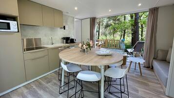 奢华村舍 | 起居区 | 17-英寸纯平电视 (配备数码频道)、电视