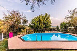 Outdoor pool, pool umbrellas