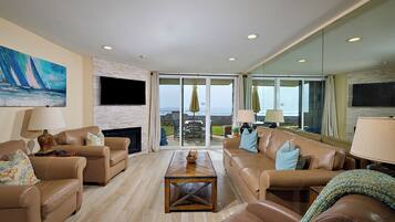 Smart TV, chimenea y tenis de mesa