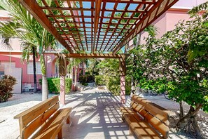 Terrace/patio - Breezy oceanfront, 2-story condo w/shared pool, beach access, WiFi & partial AC (San Pedro)