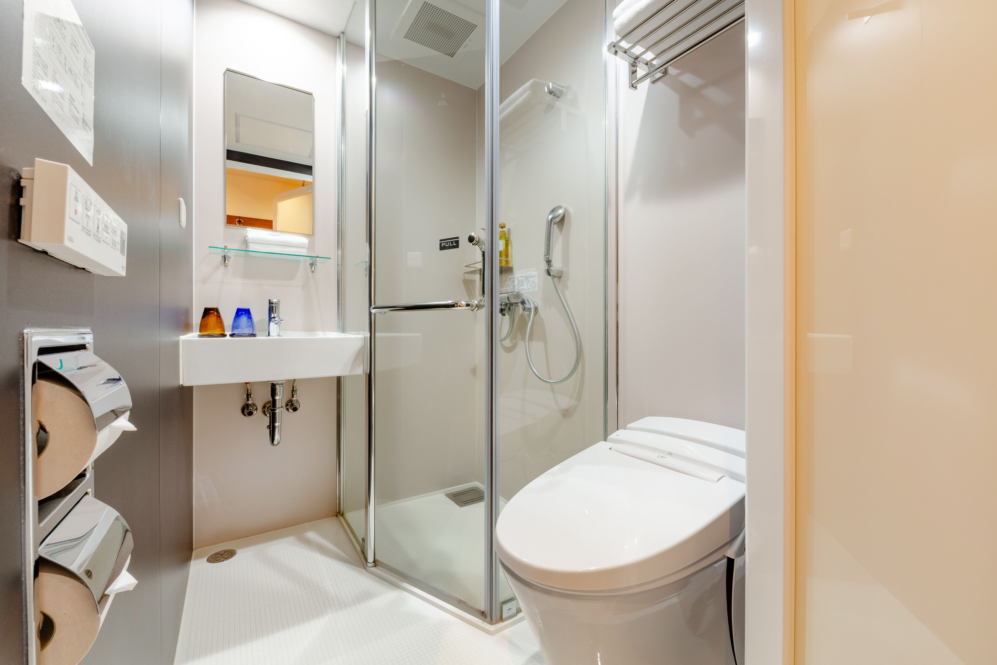 shower, free toiletries, hair dryer, slippers