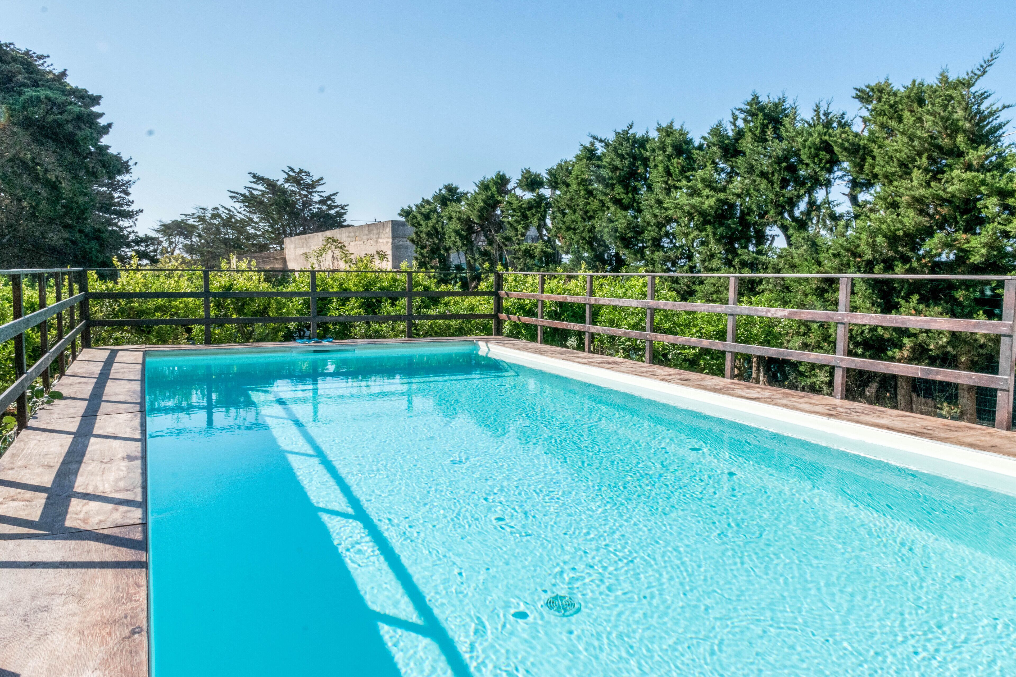 Outdoor pool, sun loungers