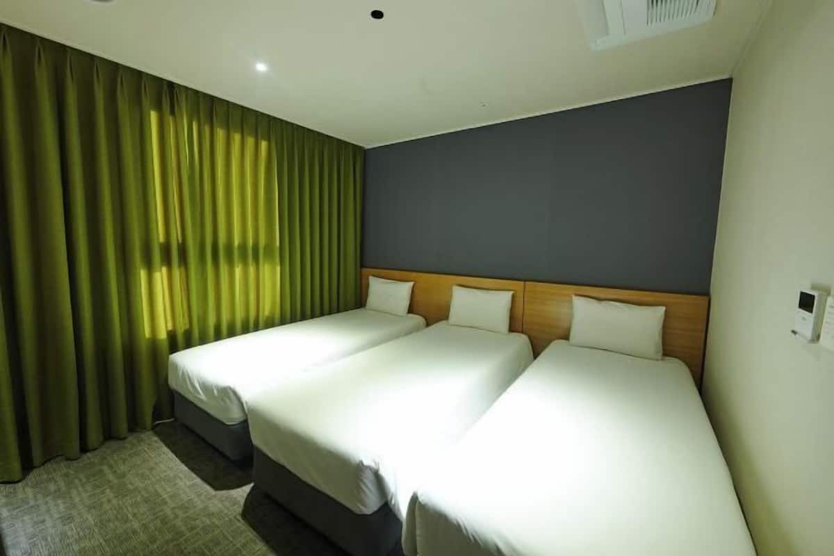 Escritorio, cortinas blackout, wifi gratis y ropa de cama