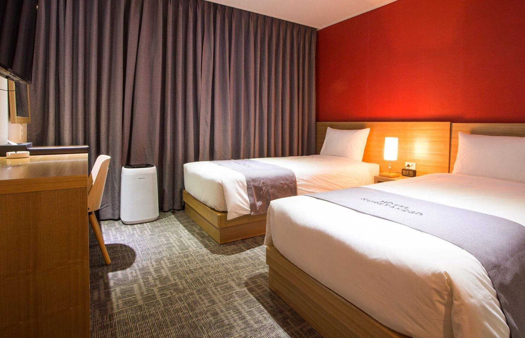 Desk, blackout curtains, free WiFi, bed sheets