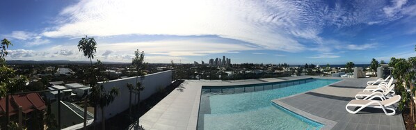 A rooftop pool