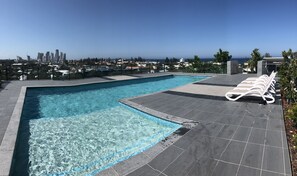A rooftop pool