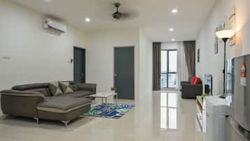 Family Apartment, 3 Bedrooms, Non Smoking | Living area | 40-inch flat-screen TV with cable channels, TV