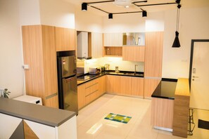 Deluxe Apartment, 2 Bedrooms, Non Smoking | Private kitchen | Full-sized fridge, microwave, stovetop, cookware/dishes/utensils - Damen Residence by Widebed (Subang Jaya)