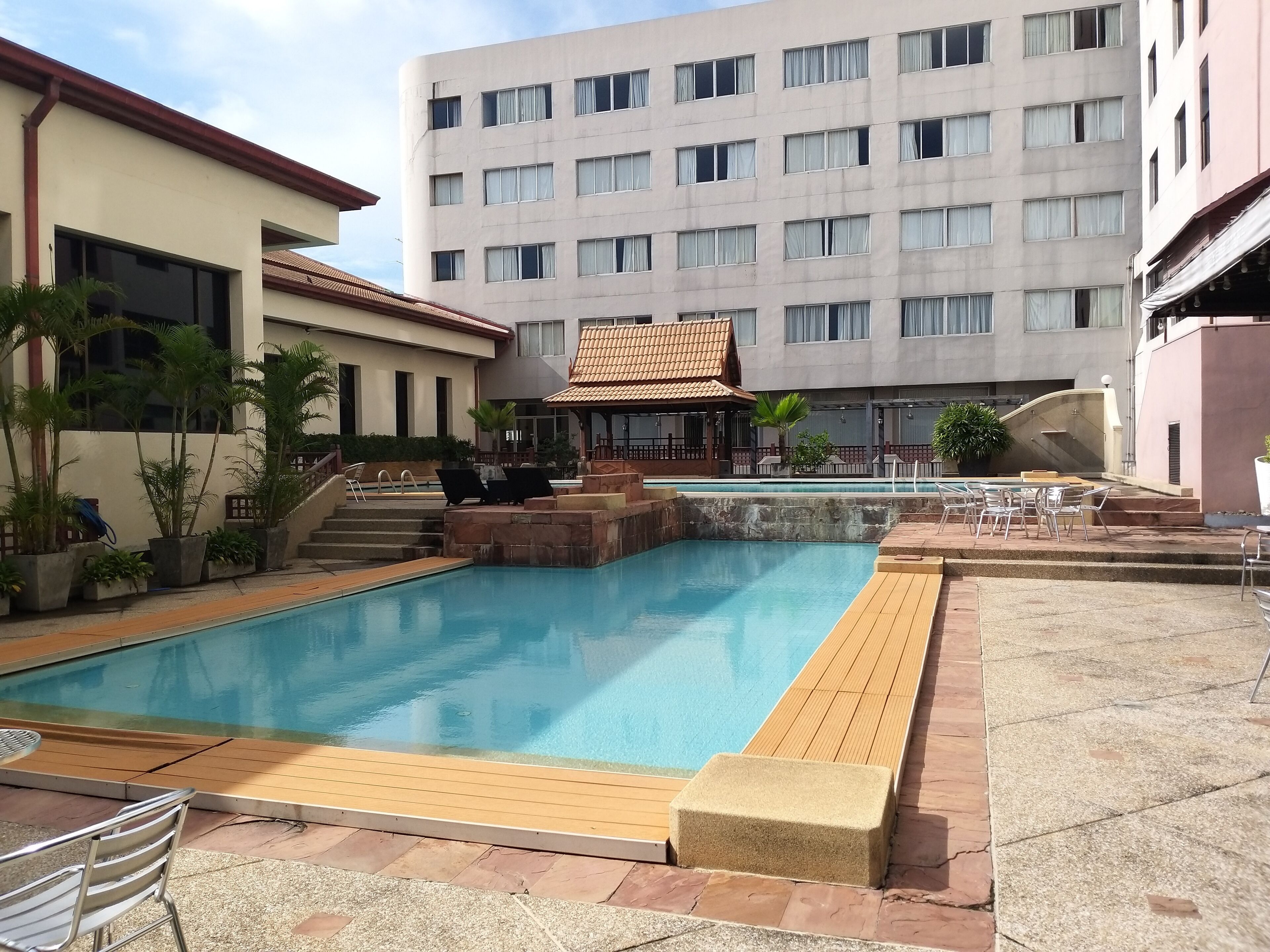 Outdoor pool, open 7:00 AM to 7:00 PM, sun loungers