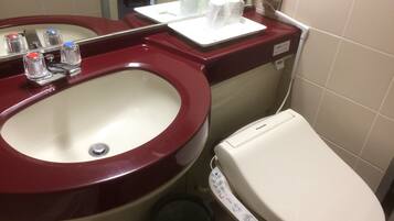 Combined shower/bathtub, free toiletries, hair dryer, slippers