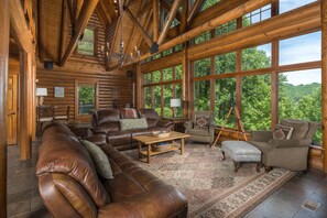 TV, fireplace, DVD player, ping pong - Private Mountaintop Retreat | Hot Tub, Sauna, Game Room & Views (Sugar Grove)