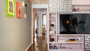 City Apartment, 2 Bedrooms, City View | Living area | 65-inch Smart TV with satellite channels, TV