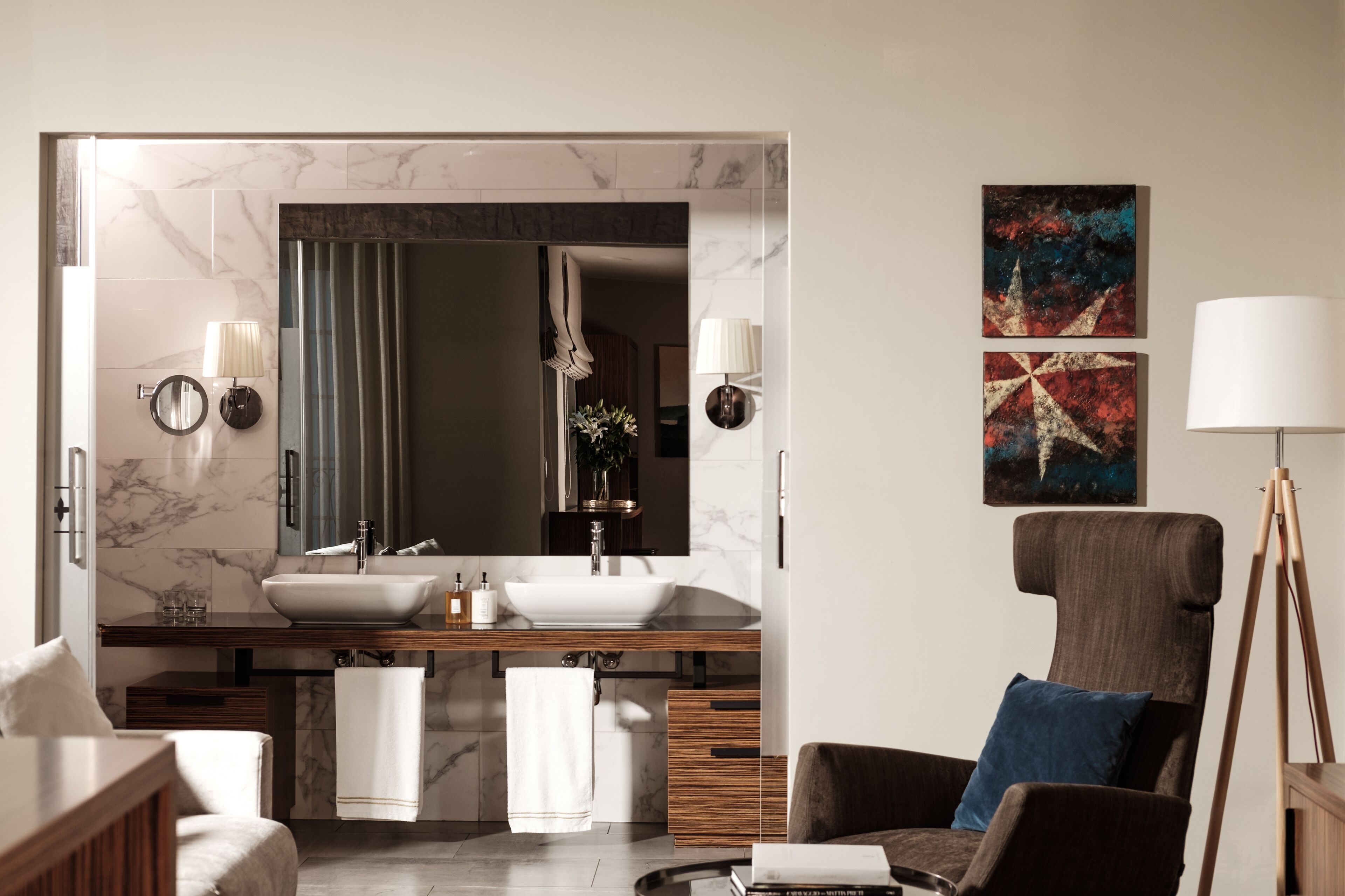 deluxe suite | frette italian sheets, premium bedding, desk, iron/ironing board