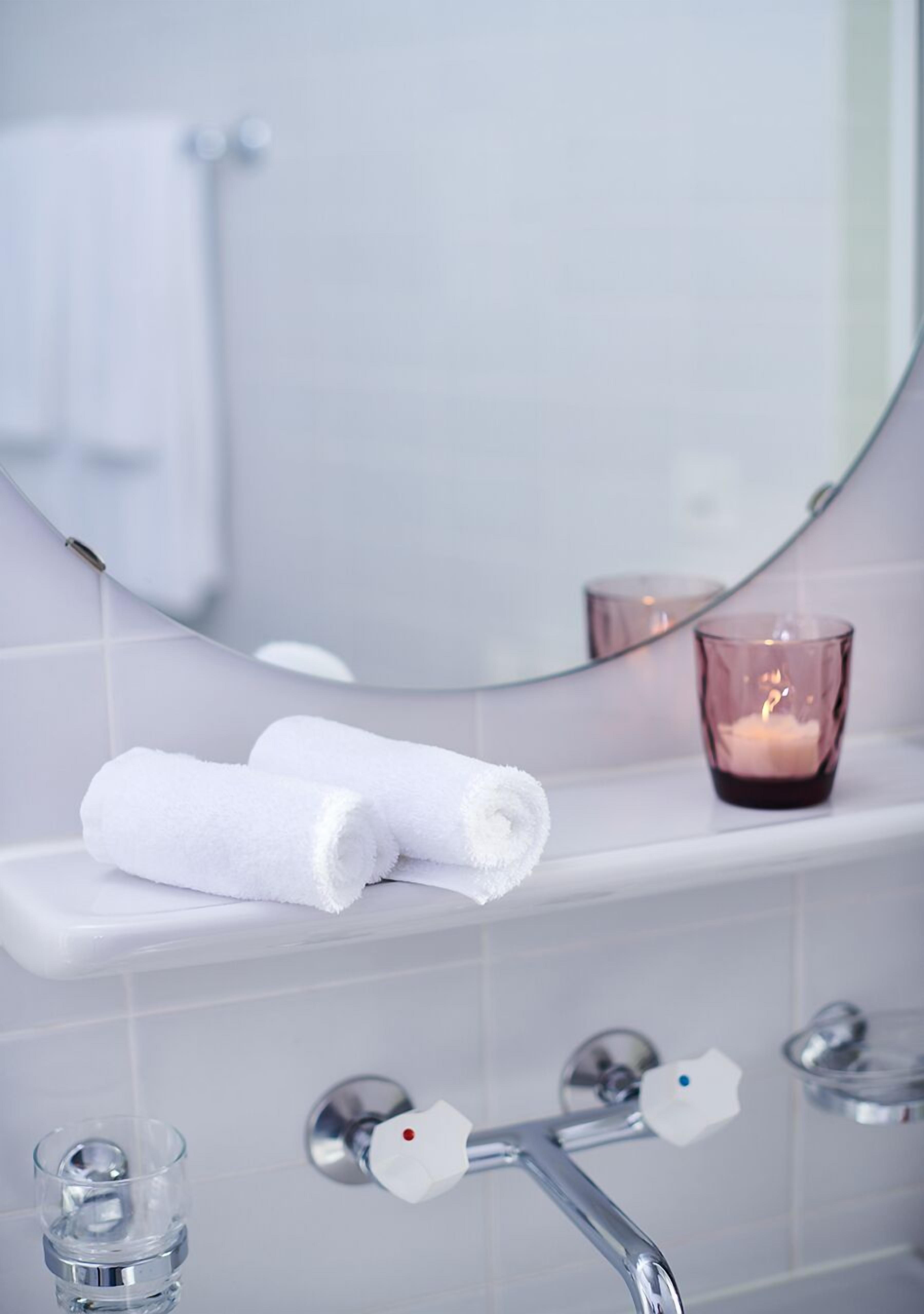 free toiletries, hair dryer, towels