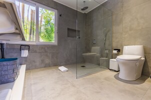Ducha, secador de pelo, toallas, jabĂłn