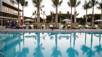 Outdoor pool, sun loungers