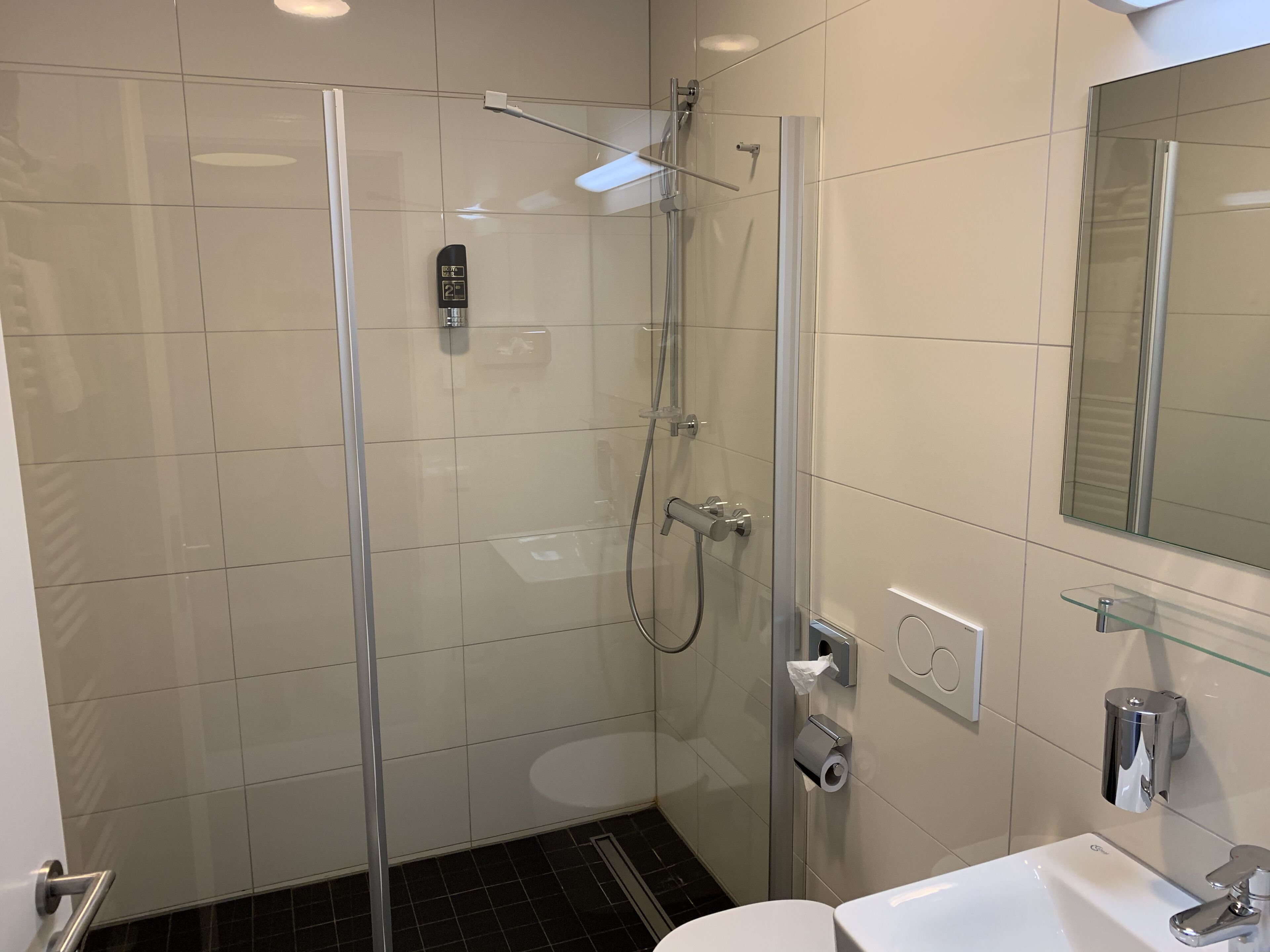 free toiletries, hair dryer, towels