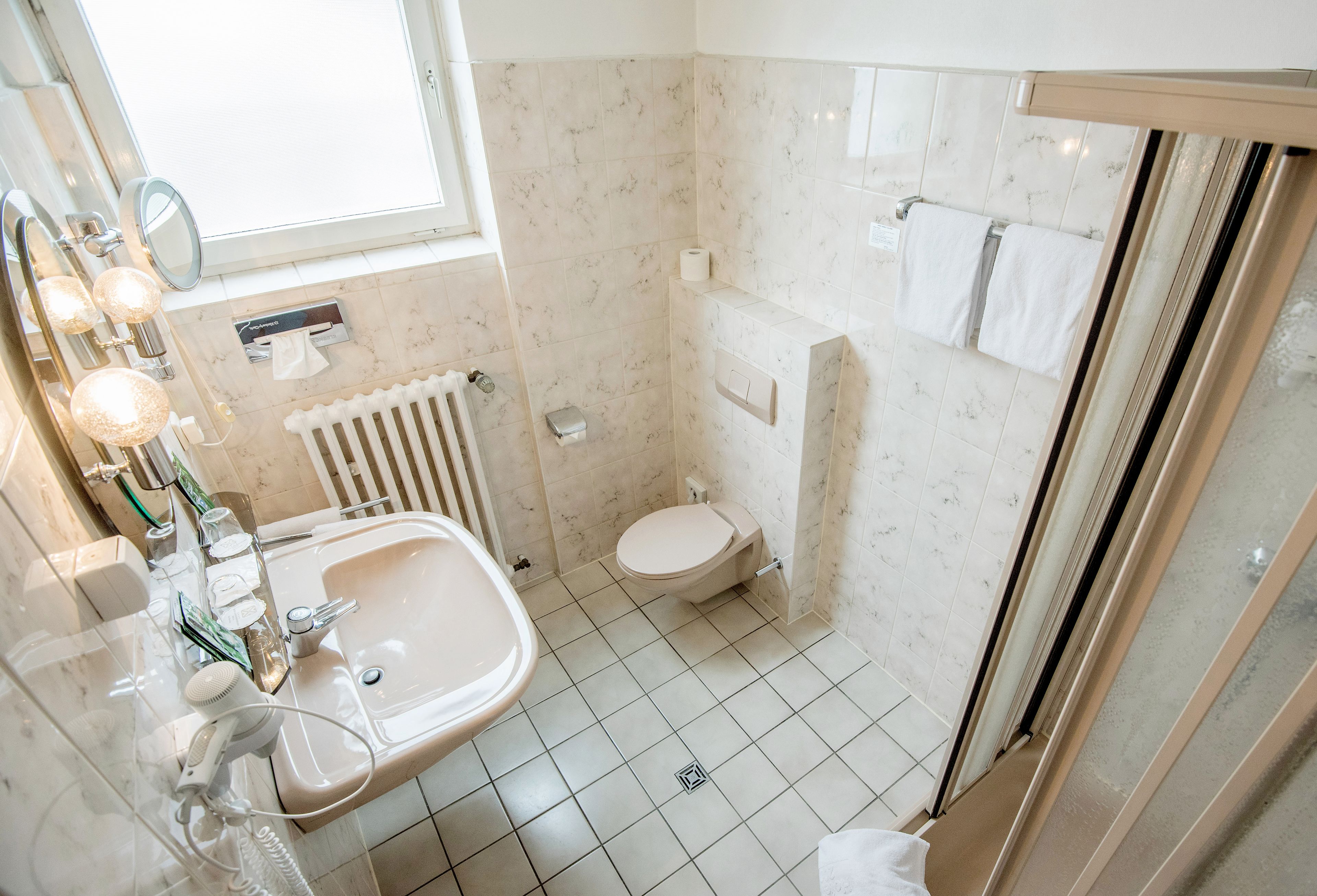 shower, free toiletries, hair dryer, bathrobes