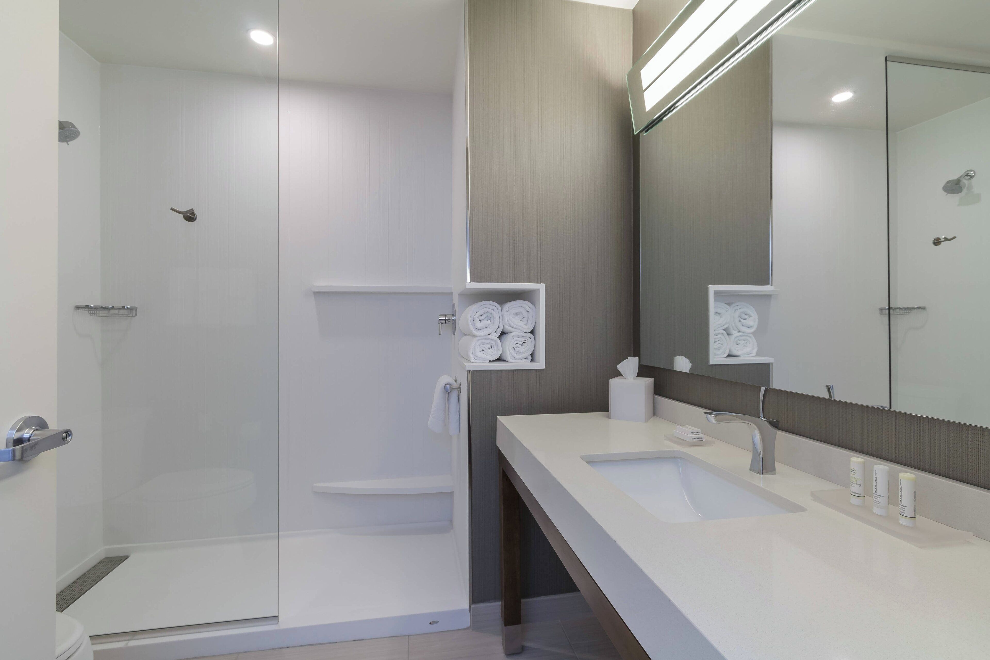 free toiletries, hair dryer, towels