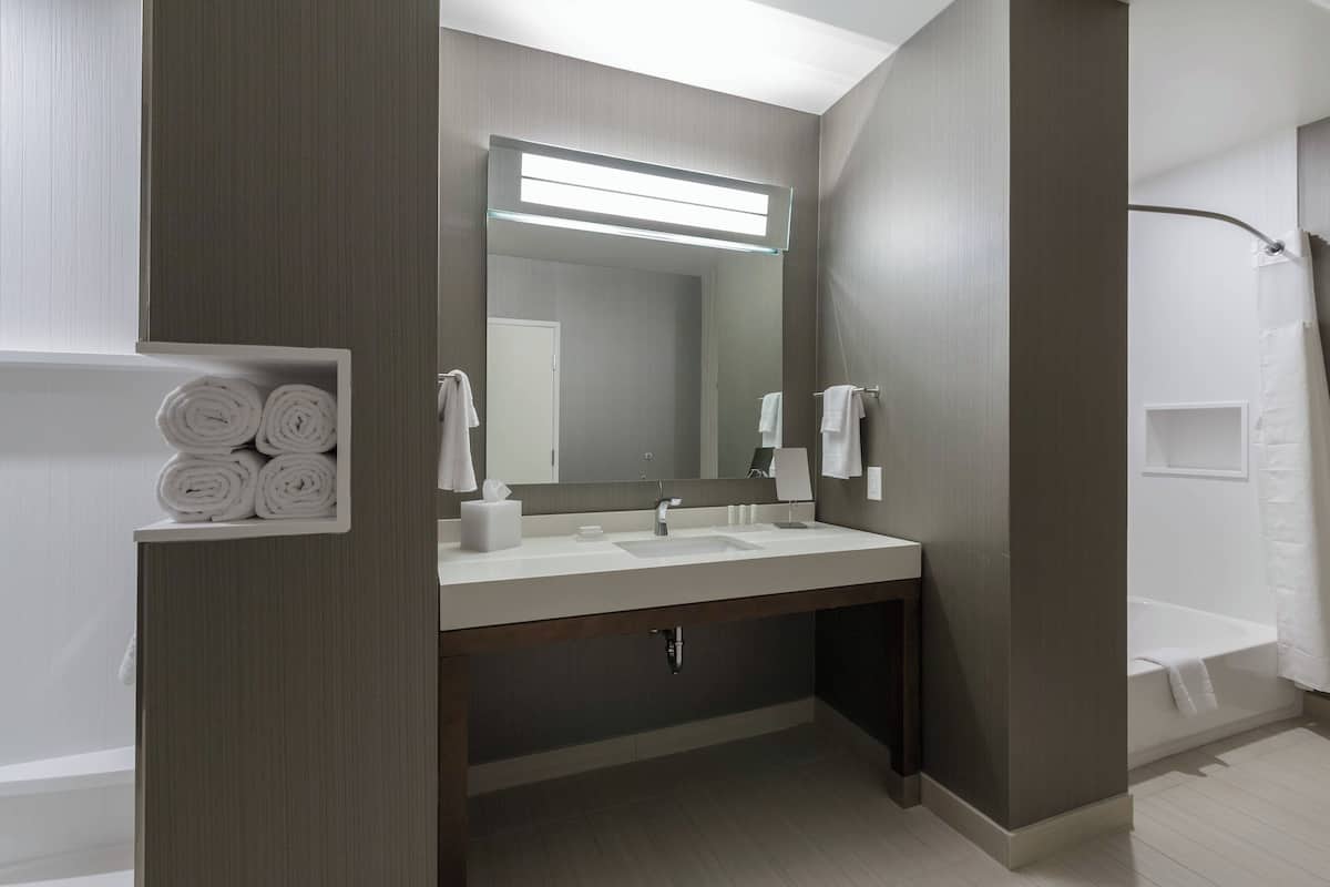 free toiletries, hair dryer, towels