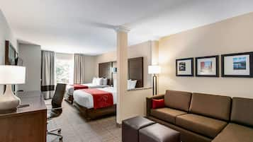 Suite, 2 Queen Beds, Non Smoking | Egyptian cotton sheets, premium bedding, desk, laptop workspace