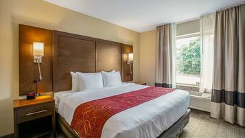 Egyptian cotton sheets, premium bedding, desk, laptop workspace